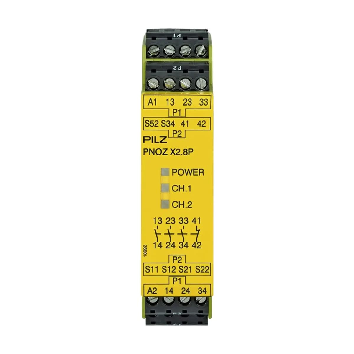 Pilz 777301 PNOZ X2.8P safety relay, 24 V AC/DC, 3 N/O + 1 N/C