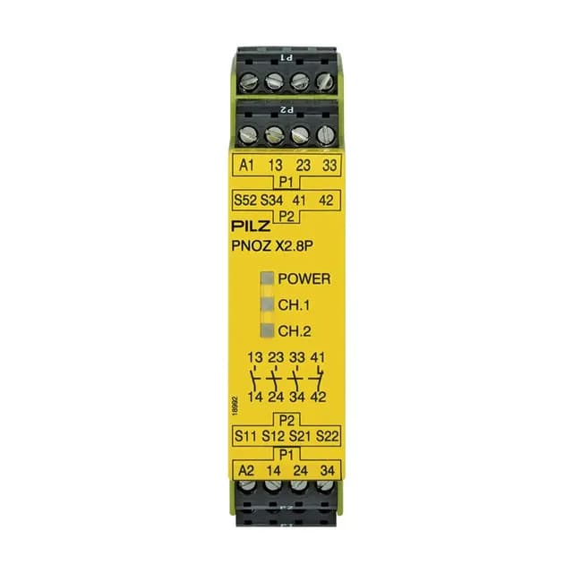 Pilz 777301 PNOZ X2.8P safety relay, 24 V AC/DC, 3 N/O + 1 N/C