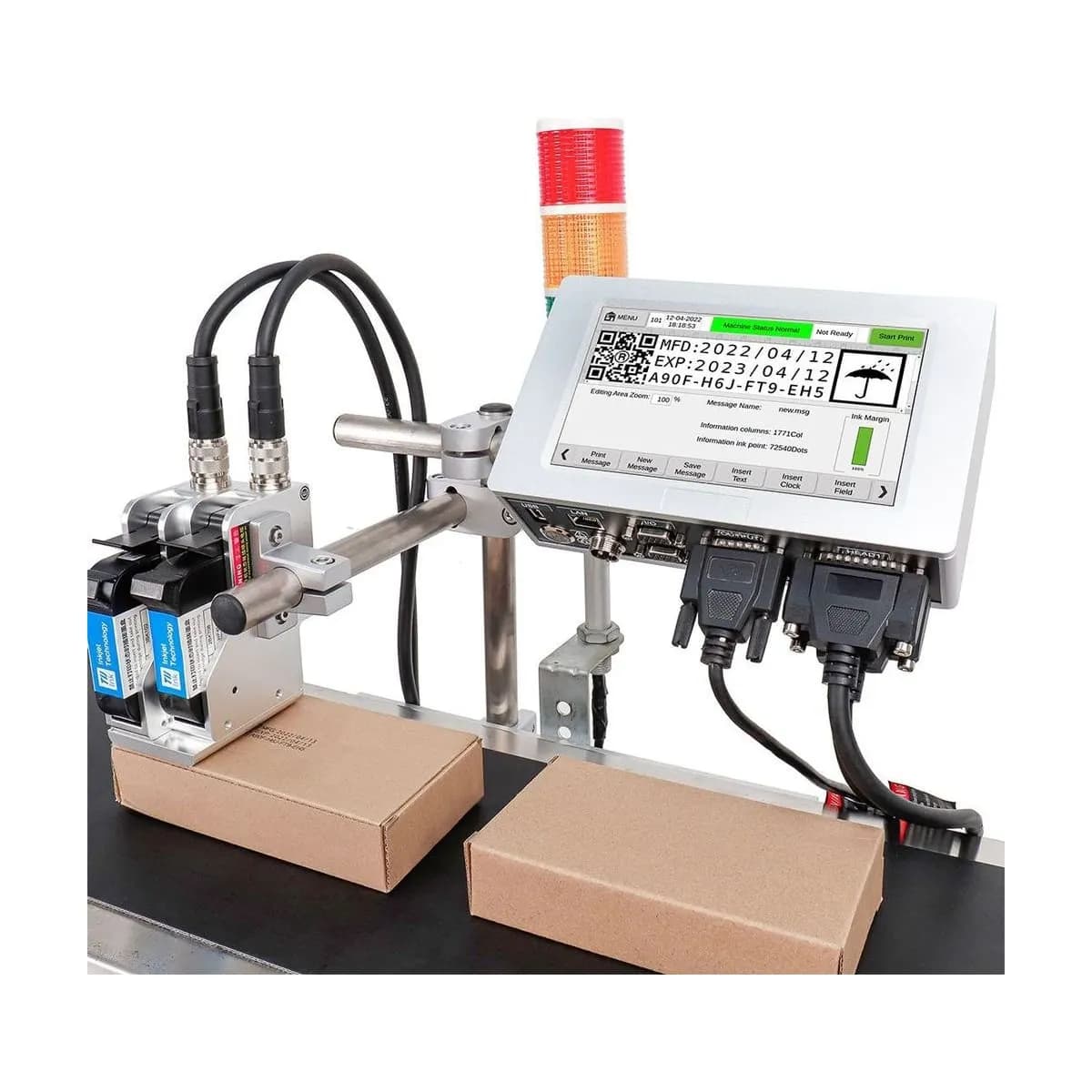 DOCOD codpad T2 series thermal inkjet printer on a carton line