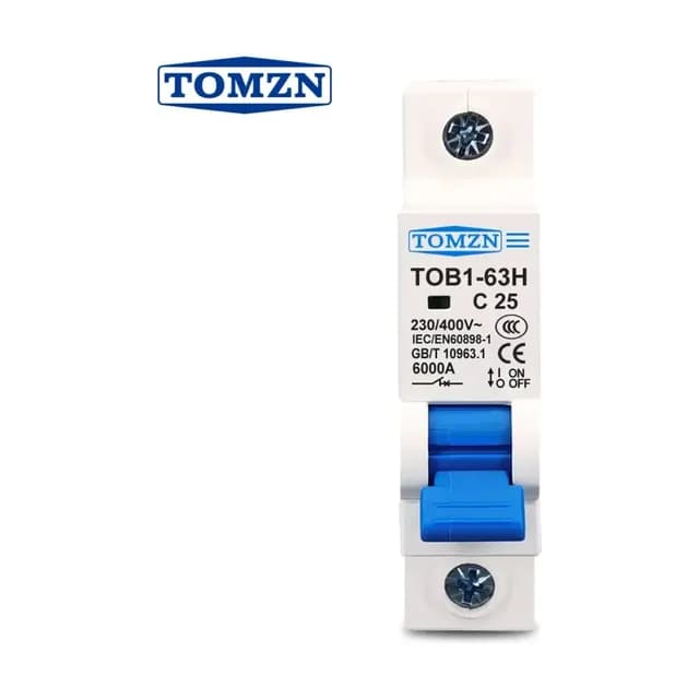 TOMZN TOB1-63 AC miniature circuit breaker, 1P, C curve, 230/400 V, 3–63 A